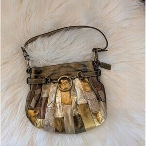 Coach Vintage Y2K 2000s Women's Mosais Metallic Patchwork Shoulder Bag Clutch